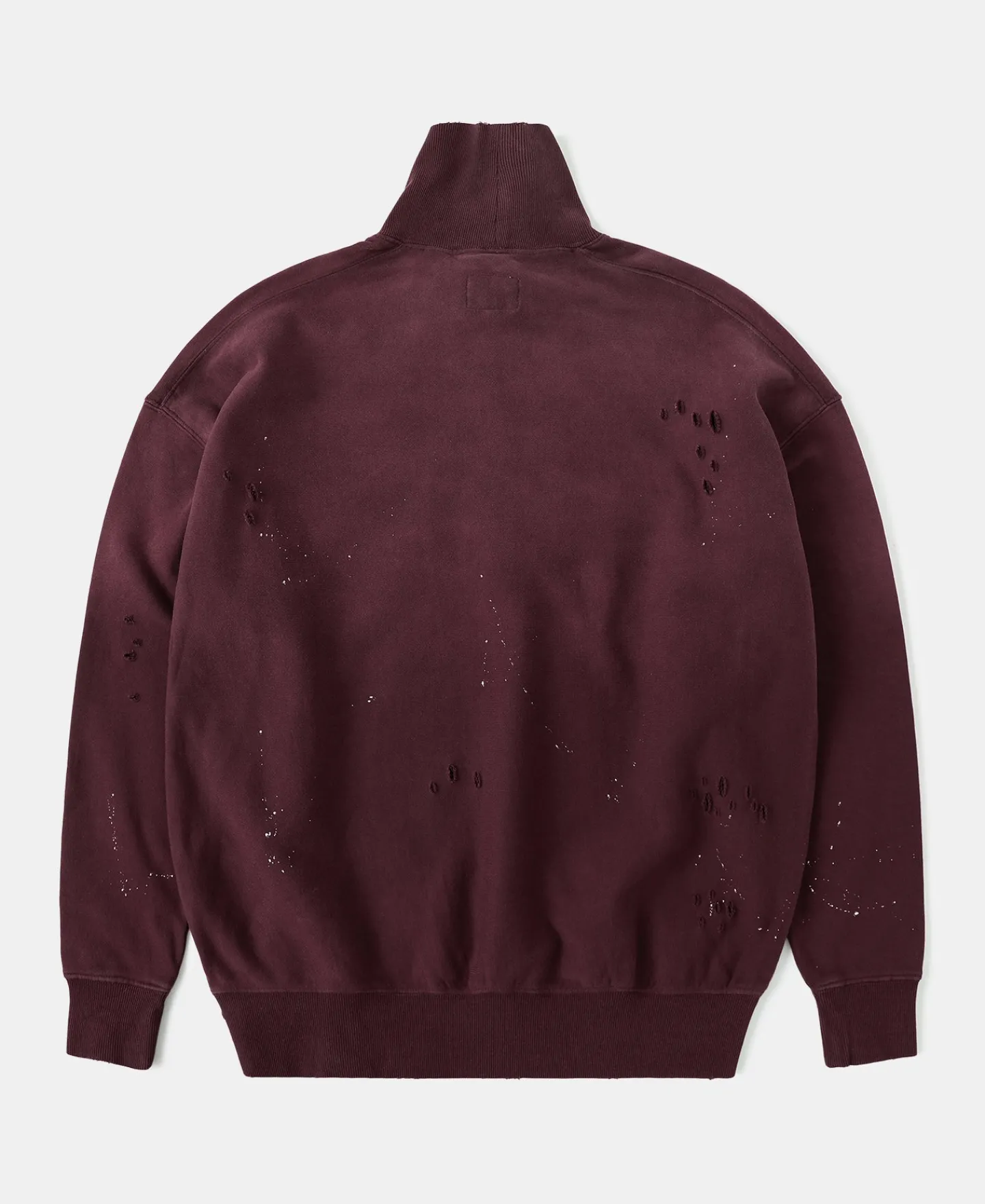 Best Distressed Splatter Paint Turtleneck Sweatshirt - Wine Sweatshirts&hoodies