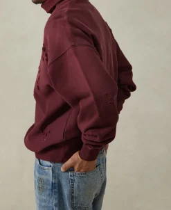 Best Distressed Splatter Paint Turtleneck Sweatshirt - Wine Sweatshirts&hoodies