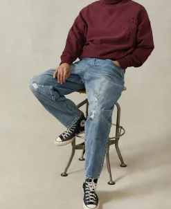 Best Distressed Splatter Paint Turtleneck Sweatshirt - Wine Sweatshirts&hoodies