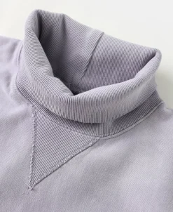 Best Distressed Splatter Paint Turtleneck Sweatshirt - Pale Purple Sweatshirts&hoodies
