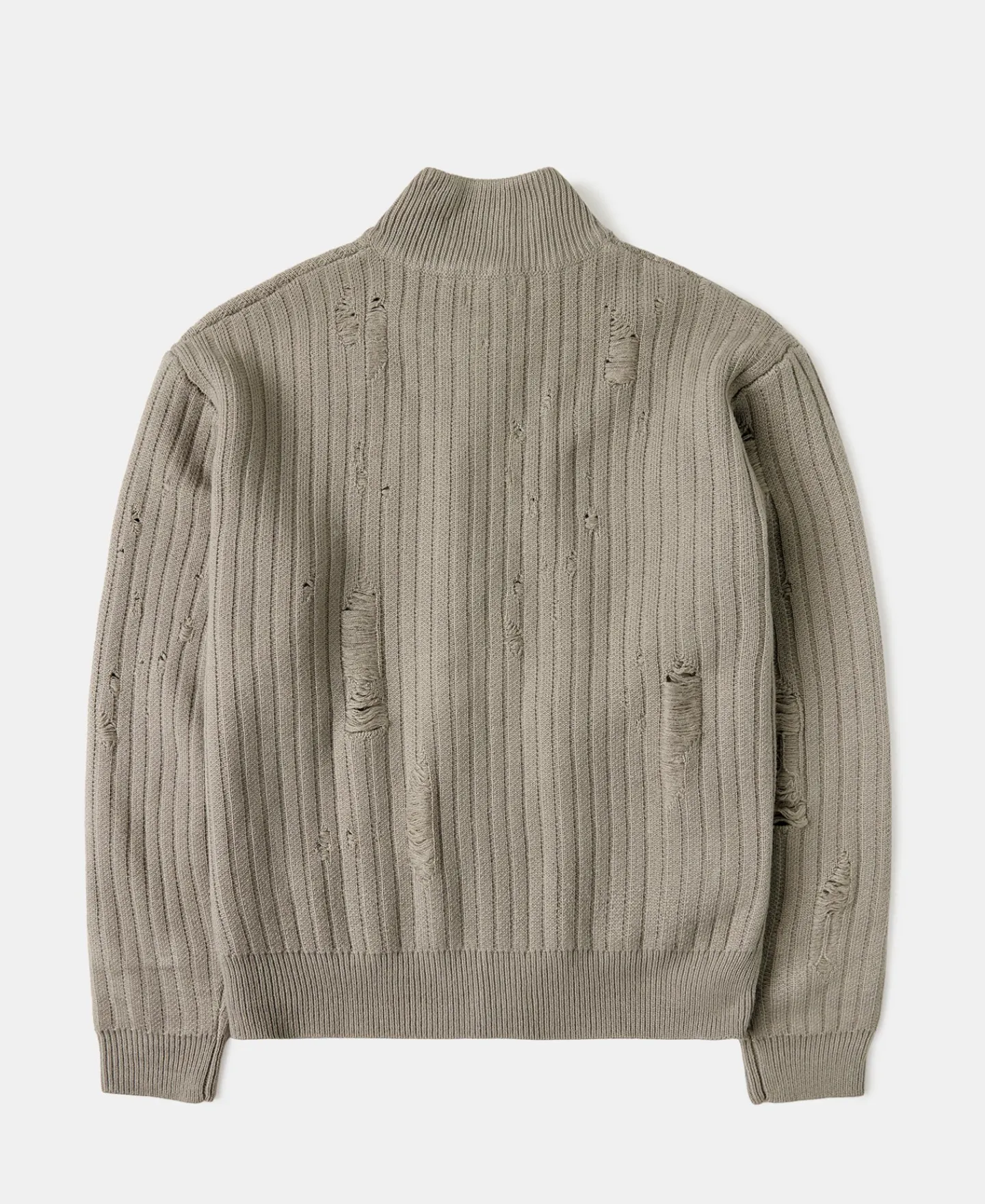 Online Distressed Wool Blend Zip-Up Sweater Knitwear&sweaters
