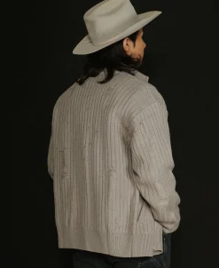 Online Distressed Wool Blend Zip-Up Sweater Knitwear&sweaters