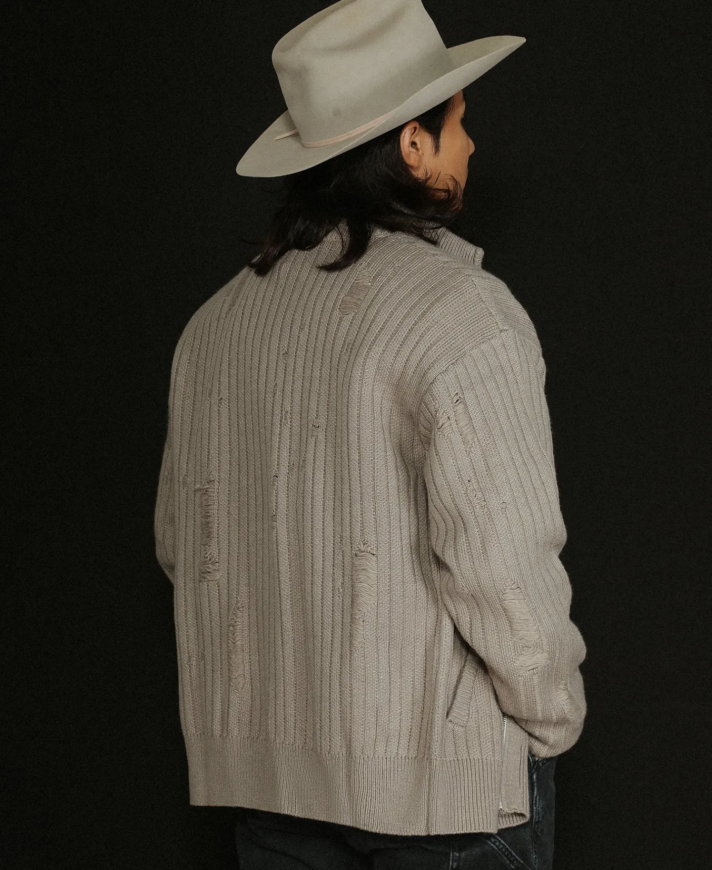 Online Distressed Wool Blend Zip-Up Sweater Knitwear&sweaters