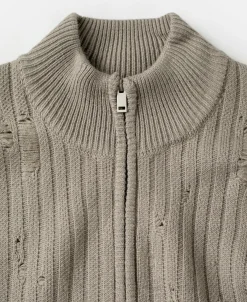 Online Distressed Wool Blend Zip-Up Sweater Knitwear&sweaters