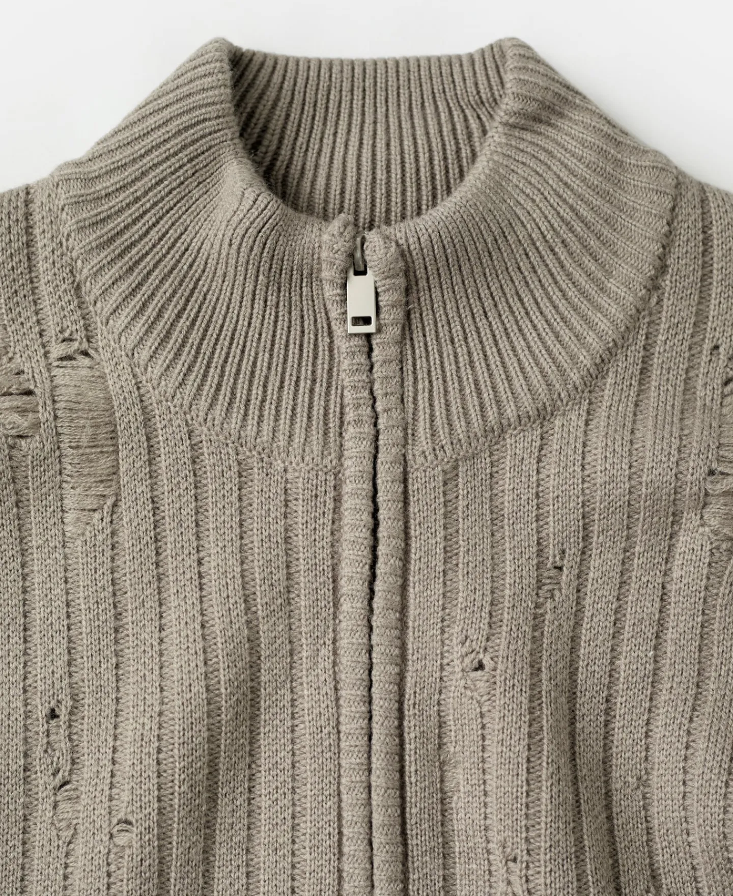 Online Distressed Wool Blend Zip-Up Sweater Knitwear&sweaters