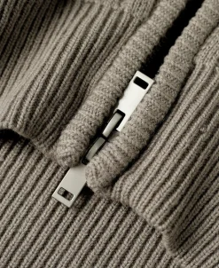 Online Distressed Wool Blend Zip-Up Sweater Knitwear&sweaters