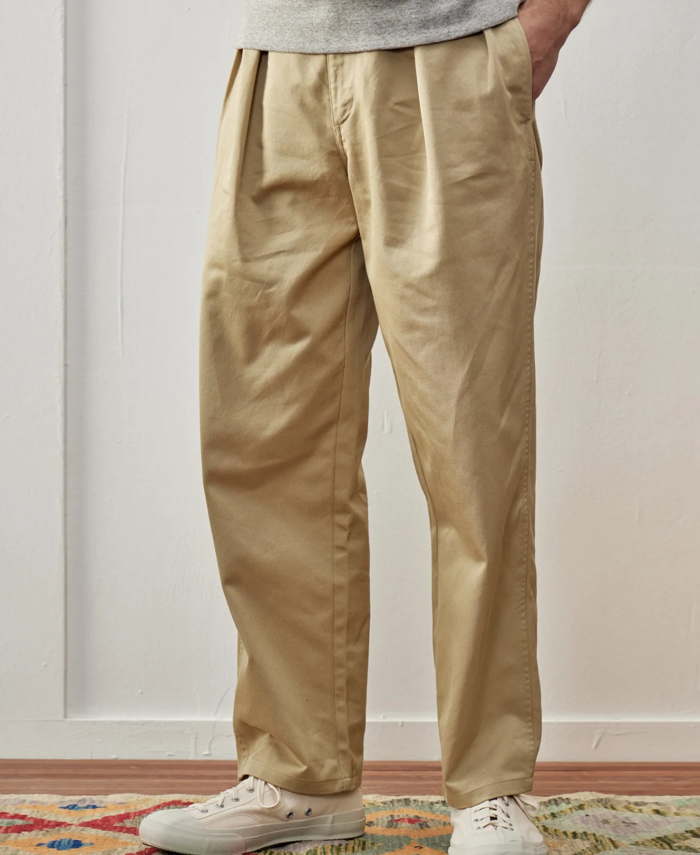 New Double-Pleat Relaxed Fit Twill Chino Trousers Pants&trousers