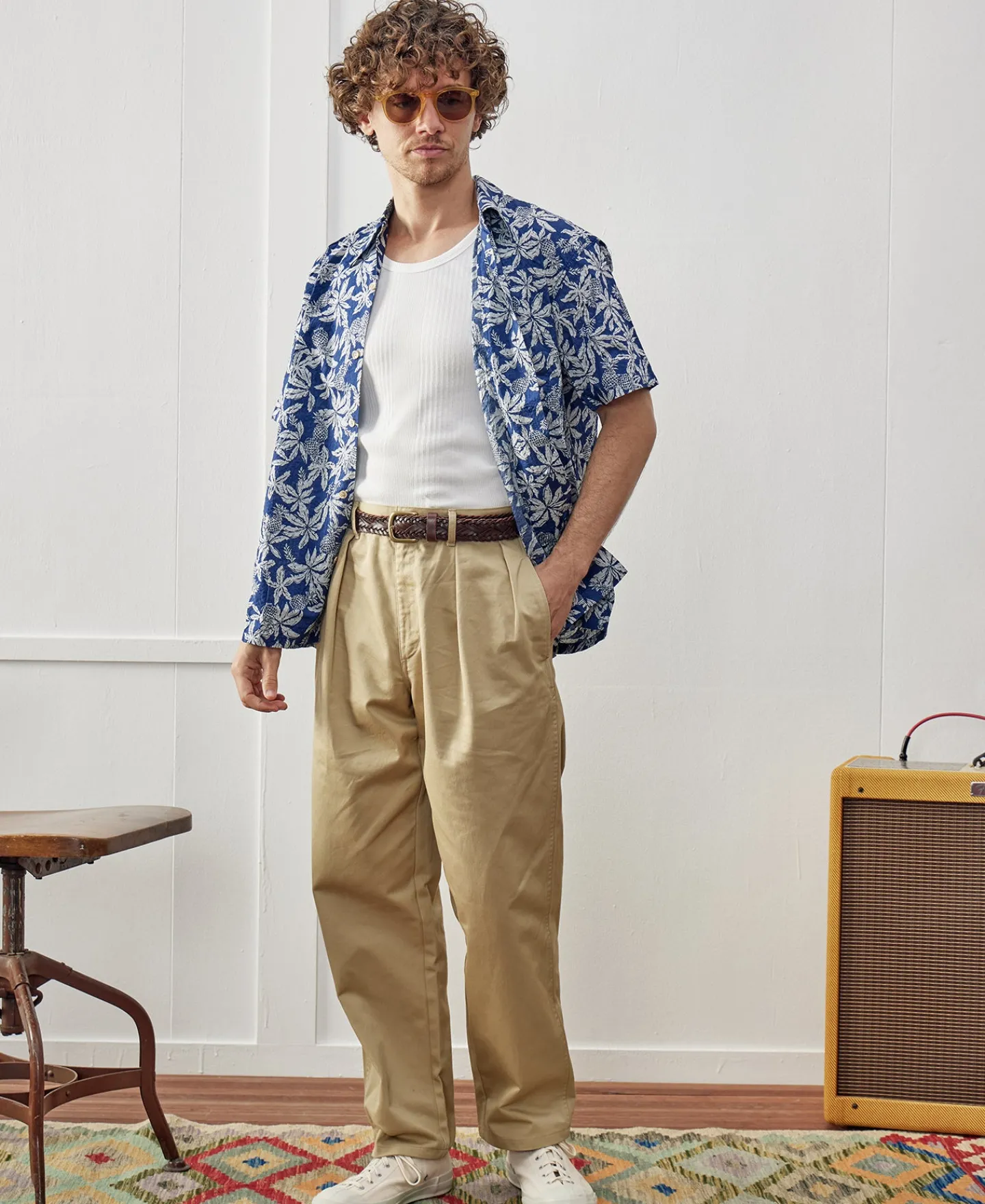 New Double-Pleat Relaxed Fit Twill Chino Trousers Pants&trousers