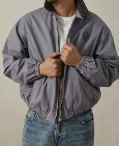 Clearance Flannel Lined Twill Harrington Jacket - Faded Violet Jackets&coats