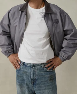 Clearance Flannel Lined Twill Harrington Jacket - Faded Violet Jackets&coats