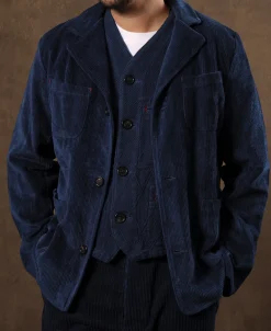 Sale French Indigo-Dyed Corduroy Work Jacket Jackets&coats