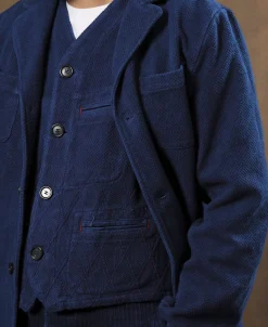 Sale French Indigo-Dyed Sashiko Work Jacket Jackets&coats