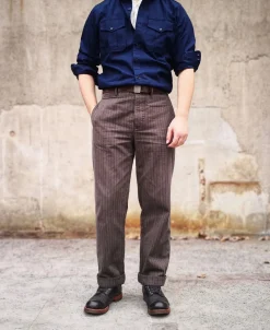 Discount French Salt & Pepper Striped Chambray Work Trousers Pants&trousers