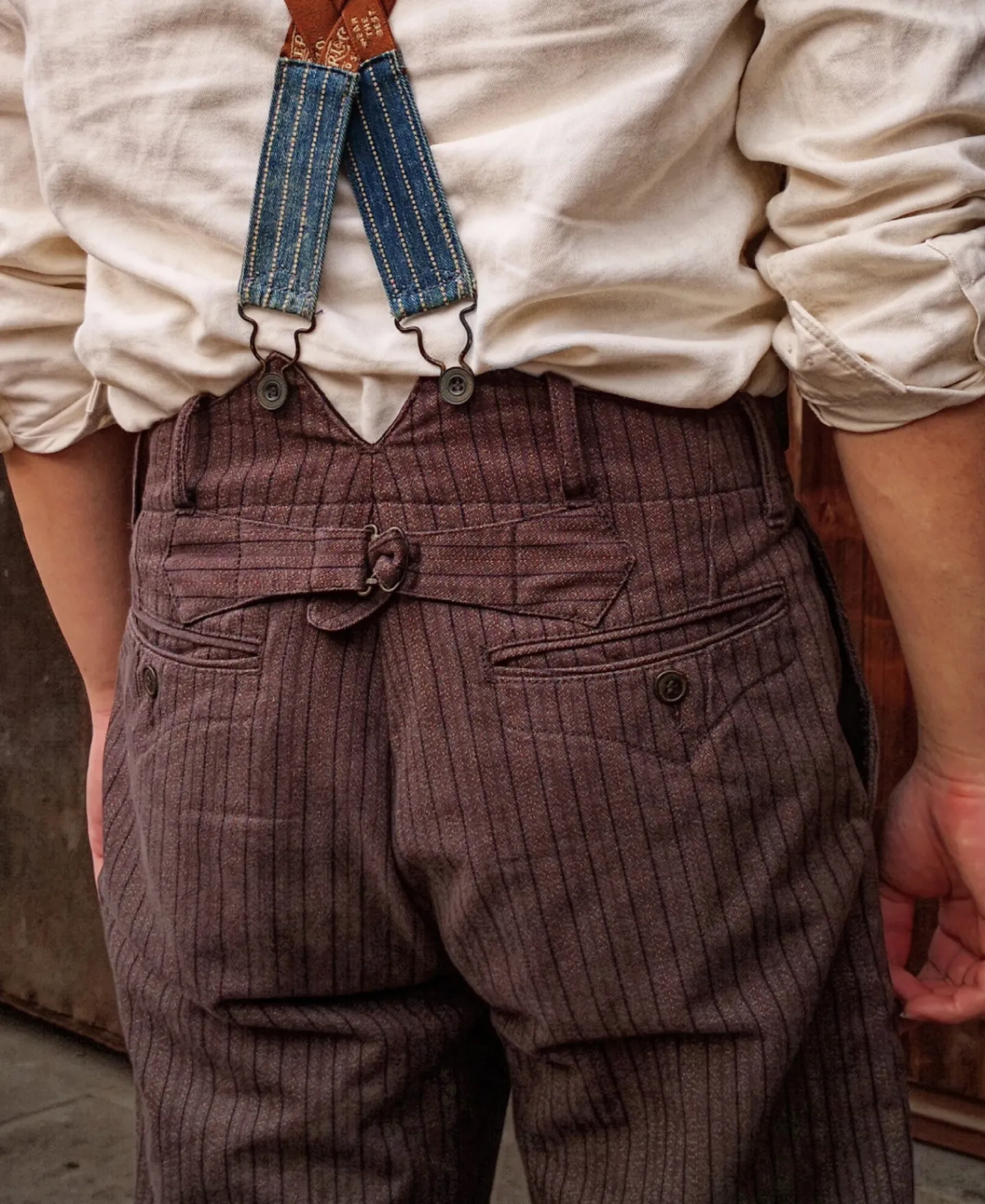 Discount French Salt & Pepper Striped Chambray Work Trousers Pants&trousers