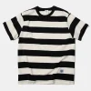 Best Heavyweight Cotton Wide Striped T-Shirt - Black/Apricot Short Sleeve T-Shirts | T-shirts