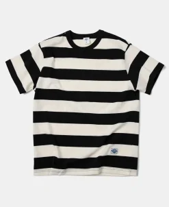 Best Heavyweight Cotton Wide Striped T-Shirt - Black/Apricot Short Sleeve T-Shirts | T-shirts