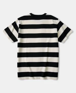 Best Heavyweight Cotton Wide Striped T-Shirt - Black/Apricot Short Sleeve T-Shirts | T-shirts
