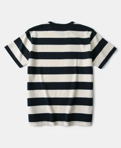 Discount Heavyweight Cotton Wide Striped T-Shirt - Blue/Apricot T-shirts | Short Sleeve T-Shirts