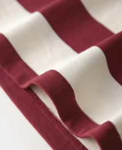 Sale Heavyweight Cotton Wide Striped T-Shirt - Red/Apricot Short Sleeve T-Shirts | T-shirts