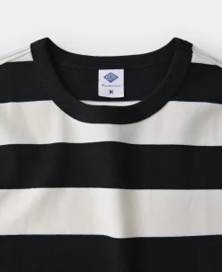 Best Heavyweight Cotton Wide Striped T-Shirt - Black/Apricot Short Sleeve T-Shirts | T-shirts