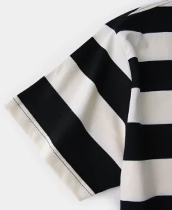 Best Heavyweight Cotton Wide Striped T-Shirt - Black/Apricot Short Sleeve T-Shirts | T-shirts