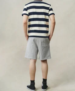 Discount Heavyweight Cotton Wide Striped T-Shirt - Blue/Apricot T-shirts | Short Sleeve T-Shirts