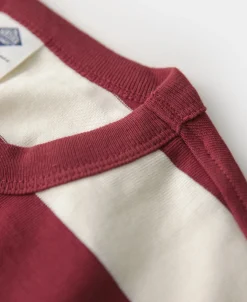 Sale Heavyweight Cotton Wide Striped T-Shirt - Red/Apricot Short Sleeve T-Shirts | T-shirts