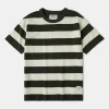 Sale Heavyweight Striped Biker T-Shirt - White/Green Short Sleeve T-Shirts | T-shirts