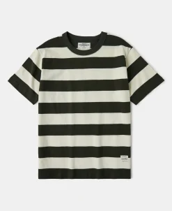 Sale Heavyweight Striped Biker T-Shirt - White/Green Short Sleeve T-Shirts | T-shirts