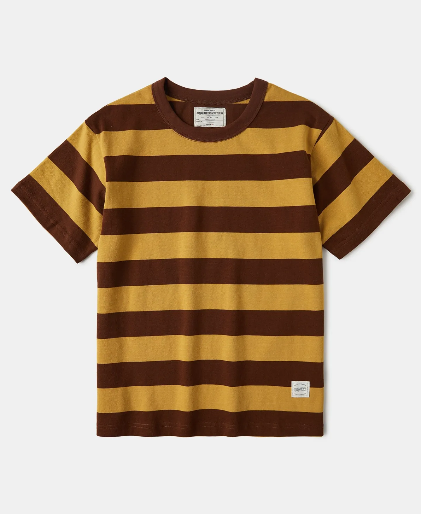 Fashion Heavyweight Striped Biker T-Shirt - Yellow/Brown Short Sleeve T-Shirts | T-shirts