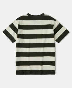 Sale Heavyweight Striped Biker T-Shirt - White/Green Short Sleeve T-Shirts | T-shirts