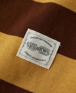 Fashion Heavyweight Striped Biker T-Shirt - Yellow/Brown Short Sleeve T-Shirts | T-shirts