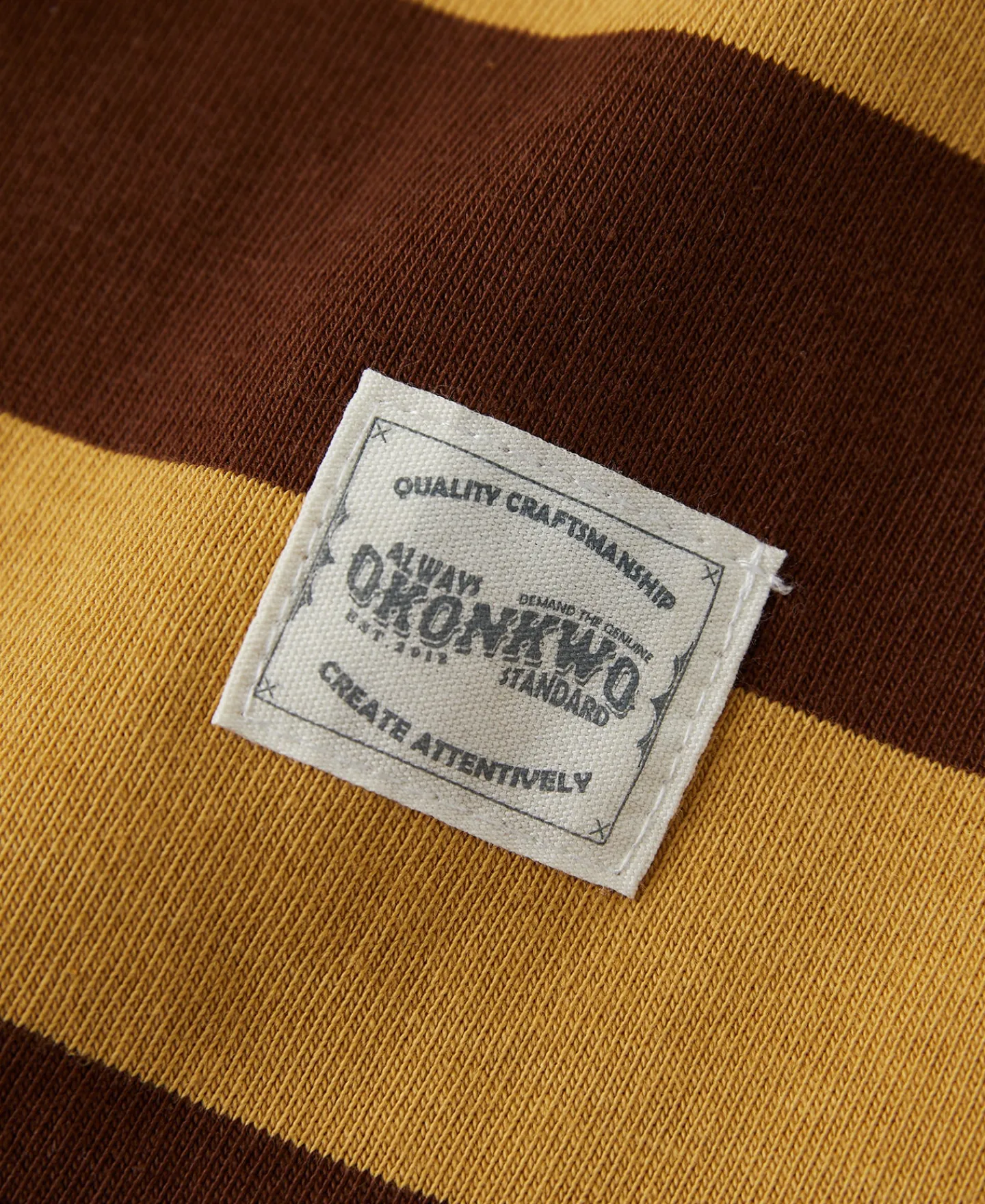 Fashion Heavyweight Striped Biker T-Shirt - Yellow/Brown Short Sleeve T-Shirts | T-shirts