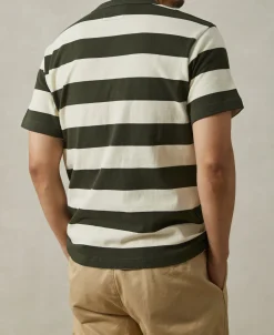 Sale Heavyweight Striped Biker T-Shirt - White/Green Short Sleeve T-Shirts | T-shirts