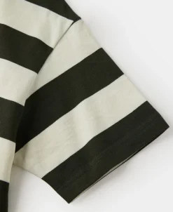 Sale Heavyweight Striped Biker T-Shirt - White/Green Short Sleeve T-Shirts | T-shirts