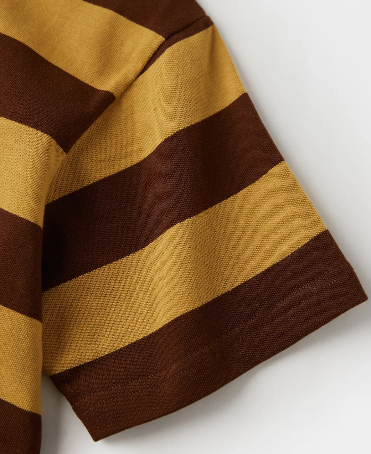 Fashion Heavyweight Striped Biker T-Shirt - Yellow/Brown Short Sleeve T-Shirts | T-shirts
