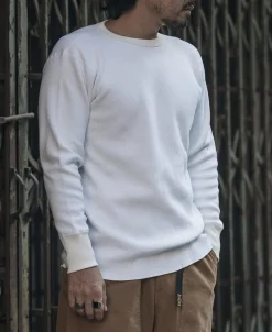 Sale Heavyweight Waffle Cotton Underwear - White Long Sleeve T-Shirts | T-shirts