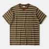 Discount Hemp Organic Cotton Blend Stripe T-Shirt - Brown Short Sleeve T-Shirts | T-shirts