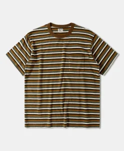 Discount Hemp Organic Cotton Blend Stripe T-Shirt - Brown Short Sleeve T-Shirts | T-shirts
