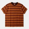 Online Hemp Organic Cotton Blend Stripe T-Shirt - Orange Short Sleeve T-Shirts | T-shirts