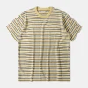 Outlet Hemp Organic Cotton Blend Stripe T-Shirt - Yellow Short Sleeve T-Shirts | T-shirts