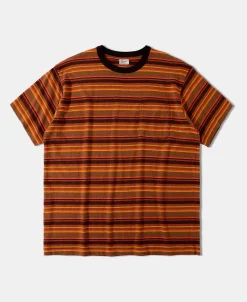 Online Hemp Organic Cotton Blend Stripe T-Shirt - Orange Short Sleeve T-Shirts | T-shirts