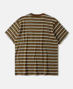 Discount Hemp Organic Cotton Blend Stripe T-Shirt - Brown Short Sleeve T-Shirts | T-shirts