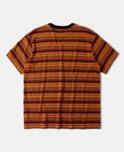 Online Hemp Organic Cotton Blend Stripe T-Shirt - Orange Short Sleeve T-Shirts | T-shirts