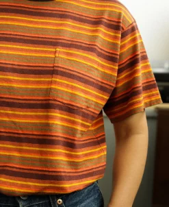 Online Hemp Organic Cotton Blend Stripe T-Shirt - Orange Short Sleeve T-Shirts | T-shirts
