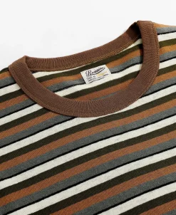 Discount Hemp Organic Cotton Blend Stripe T-Shirt - Brown Short Sleeve T-Shirts | T-shirts