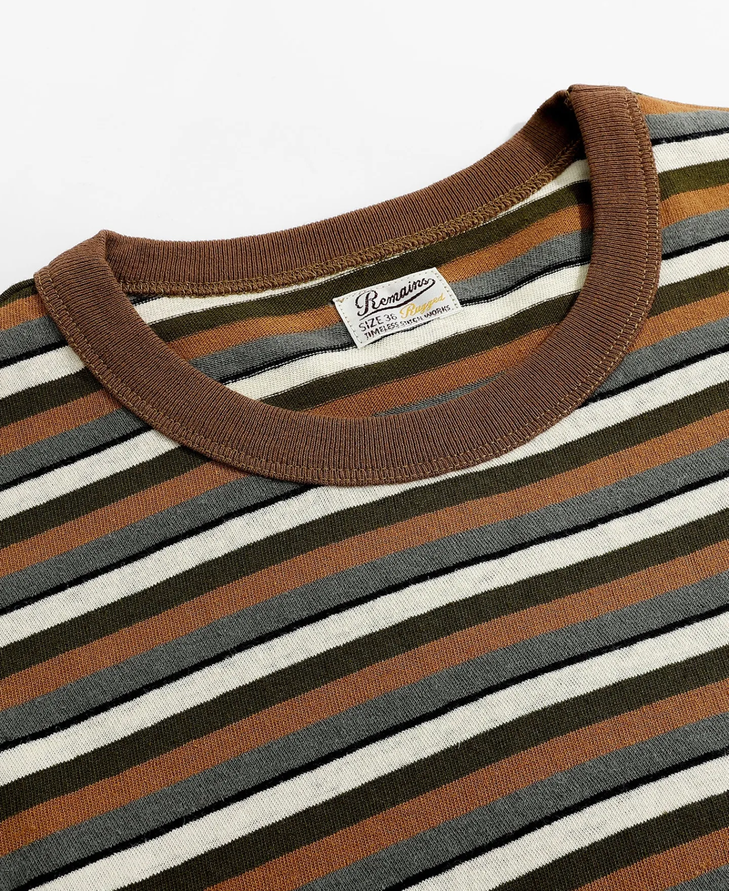 Discount Hemp Organic Cotton Blend Stripe T-Shirt - Brown Short Sleeve T-Shirts | T-shirts