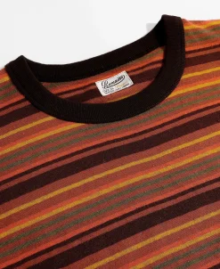 Online Hemp Organic Cotton Blend Stripe T-Shirt - Orange Short Sleeve T-Shirts | T-shirts