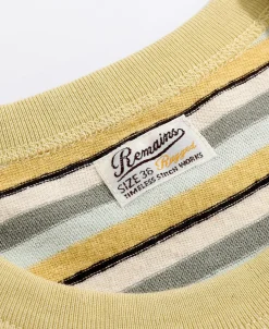 Outlet Hemp Organic Cotton Blend Stripe T-Shirt - Yellow Short Sleeve T-Shirts | T-shirts