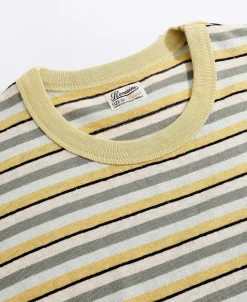 Outlet Hemp Organic Cotton Blend Stripe T-Shirt - Yellow Short Sleeve T-Shirts | T-shirts